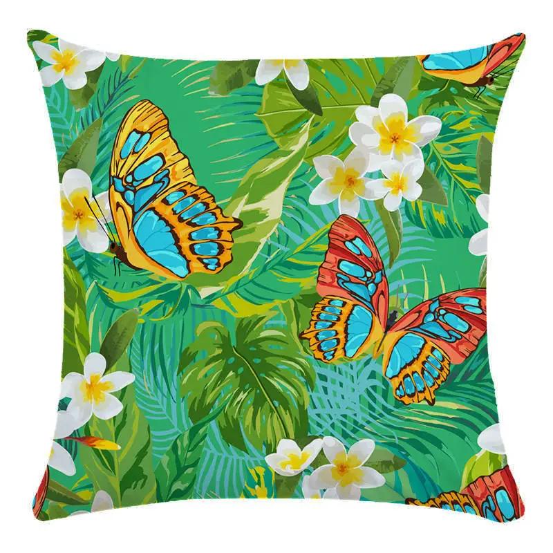 Green Leaf Flower Pillowcase Parrot Pattern Interior Home Pillow Suite Bedroom Sofa Bed Chair