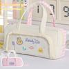 Kawaii Large Capacity Pencil Case Ins Cute Pen Pouch Checkered Tote Bag For Students School Supplies Stationery Organizer