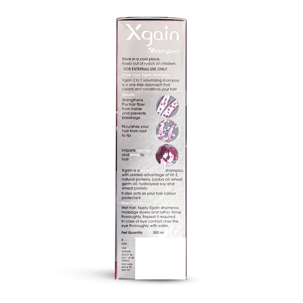 Cipla Xgain 2 in 1 Volumizing Shampoo 200 ML Pack of 1 for Hair Strength, Shine and Scalp Care