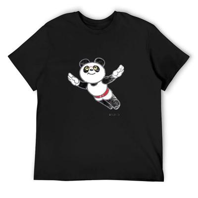 Flying Retro Panda T-Shirt Fashion Shirts Funny Costumes Cute Tops Mens Graphic T-shirts Big and Tall