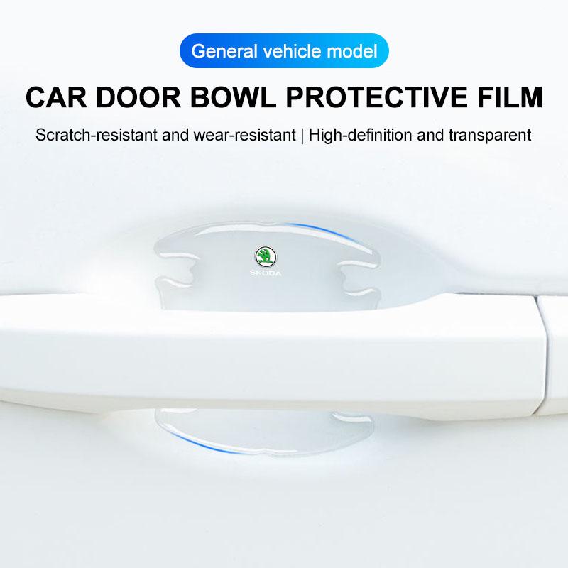 Car Body Anti-Collision Protection Strip Auto Door Handle Bowl Anti-Scratch Sticker for Skoda Octavia Fabia A7 Kamiq Kapoq Kodiaq Rapid SCALA Superb