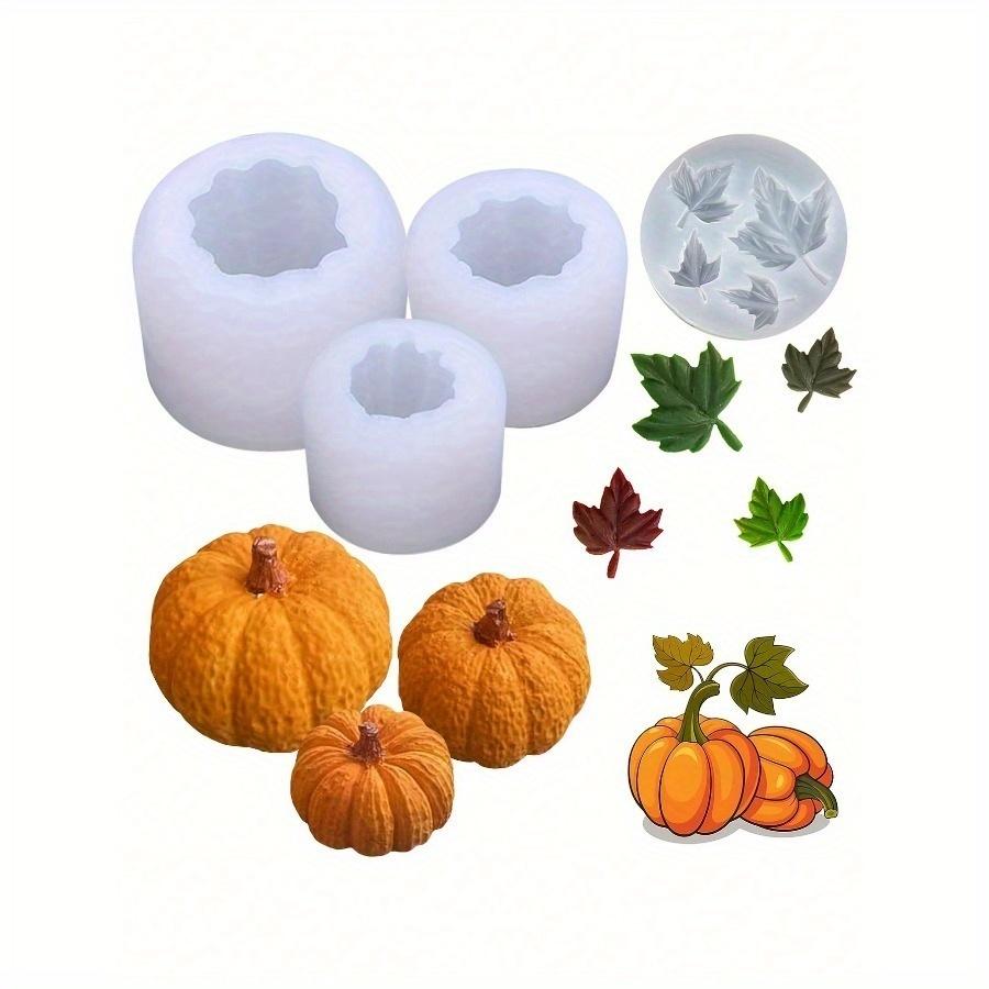 Silikonformar för att göra ljusstakar av pumpa, silikonformar för lönnlöv, 3D-silikonformar för pumpa för gjutning av epoxiharts Thanksgiving