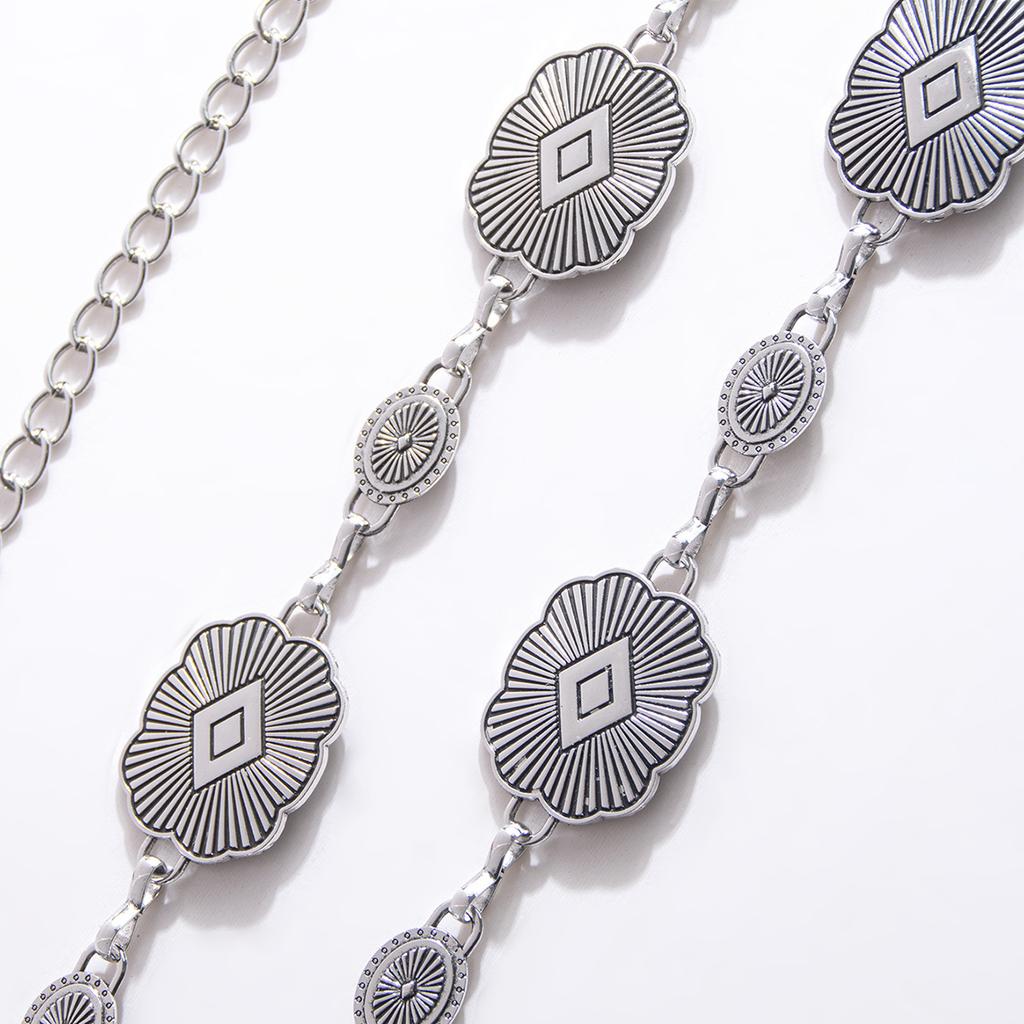 European and American Ancient Gold Smearing Western Ins Style Metal Women's Waist Chain Retro Carving