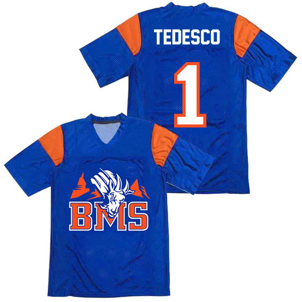 Castle 54 Tedesco 1 Moran 7 Jersey Blue Mountain State TV Show Football Tee Summer Casual Fashion Print T-shirt Men Shirt XXS