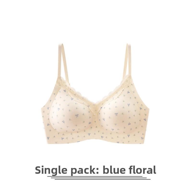 Damen Push-Up BH Nahtlose kabellose BHs Spitze Blumendruck BH Bequeme Damen Sexy Dessous Süße Unterwäsche