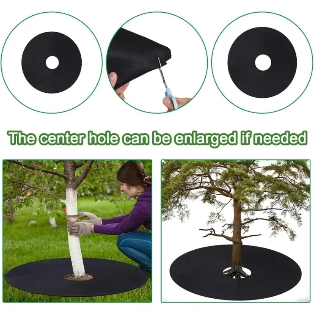 Non-Woven Tree Mulch Ring Weeding Barrier, Protector Mat, Plant Cover, Anti Grass, Gardening Fabric Weed Control, 15cm-52cm