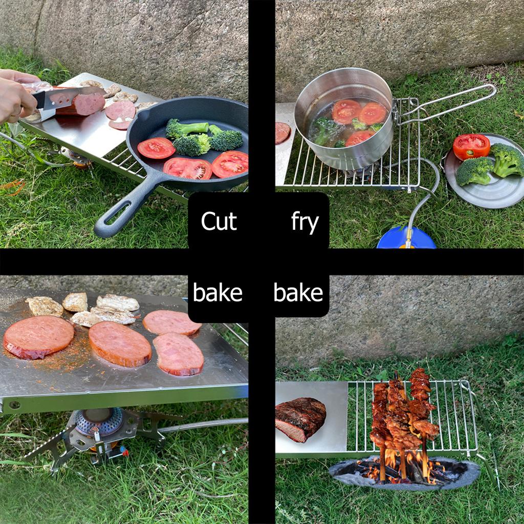 BBQ Grid 304 Stainless Steel Foldable Portable Multifunctional Cooking Grid with Storage Bag for Outdoor Barbecue