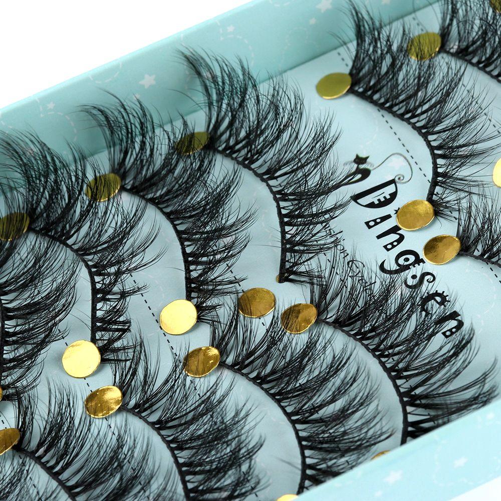 SKONHED 10 Pairs Woman Wispy Fluffy 3D Faux Mink Hair False Eyelashes Extension Tools Crisscross