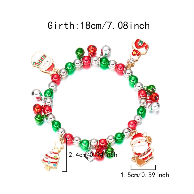 Christmas Colorful Beads Multi Element Pendant Bracelets For Women Santa Claus Snowflake Tree Bracelet Party Jewelry