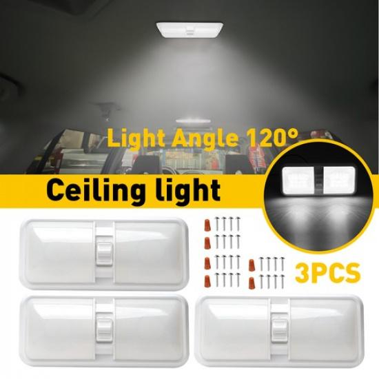 3Pack LED Double Dome Interior 12V RV Ceiling Dome Fixtures Light Camper Trailer