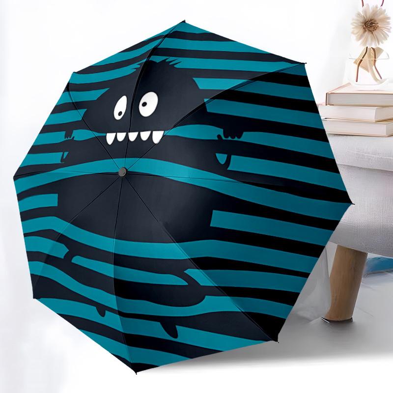 1pc Monster Stripes Fashionable Automatic Opening/Closing Folding Umbrella with 8 Bones, Windproof Portable, Daily Use321