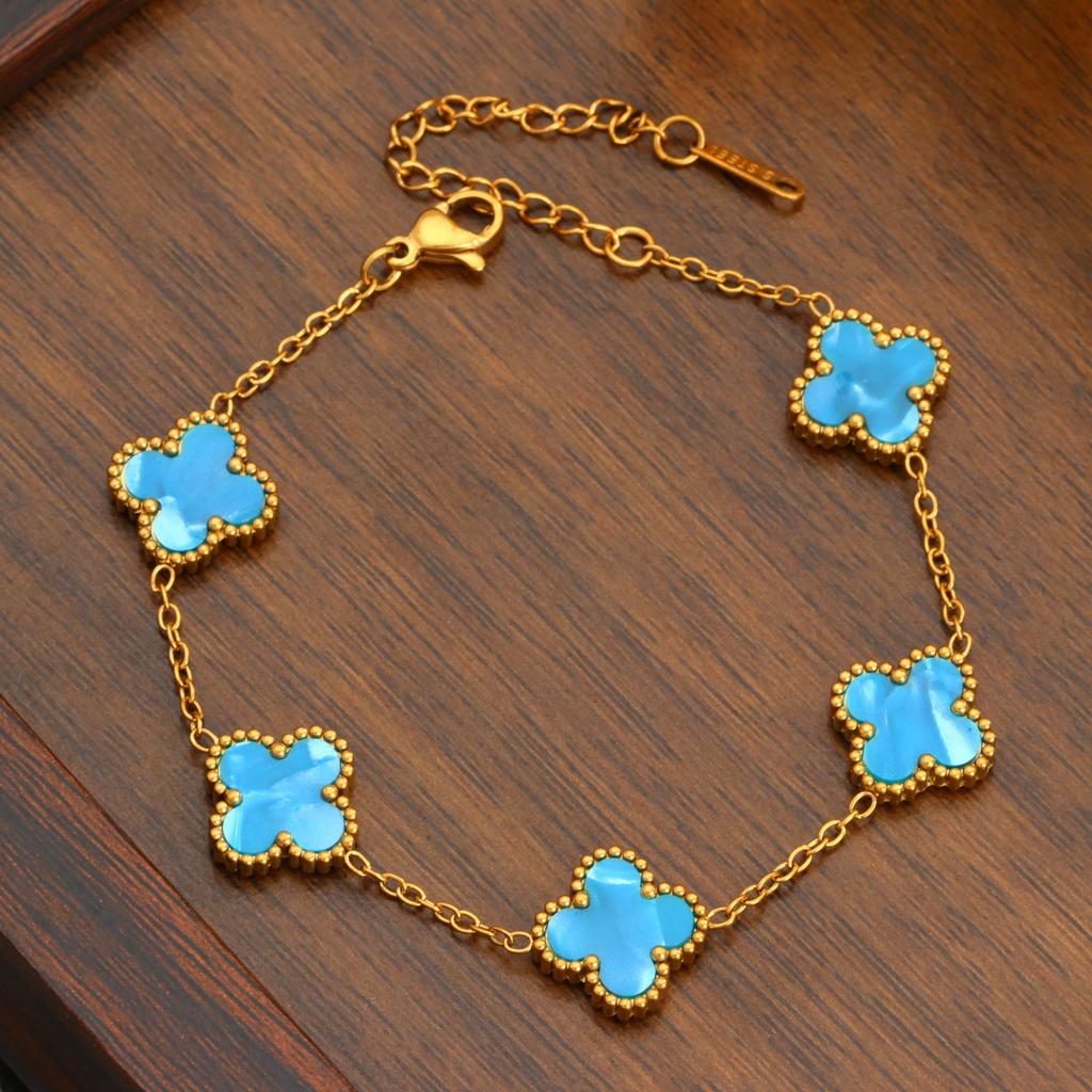 Four-leaf Clover Titanium Steel Bracelet Fashionable and Luxurious Jewelry for Women Colorfast and Simple