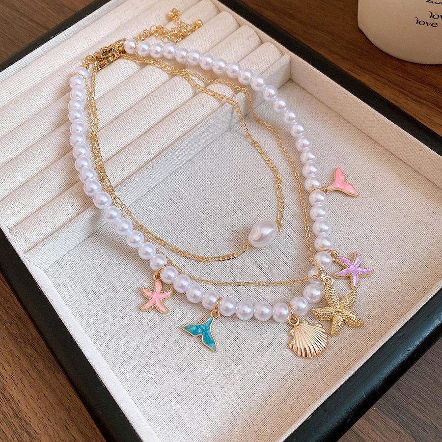 Sea Rhyme Pearl & Starfish Necklace: Vacation-Style Light Luxury Collarbone Chain