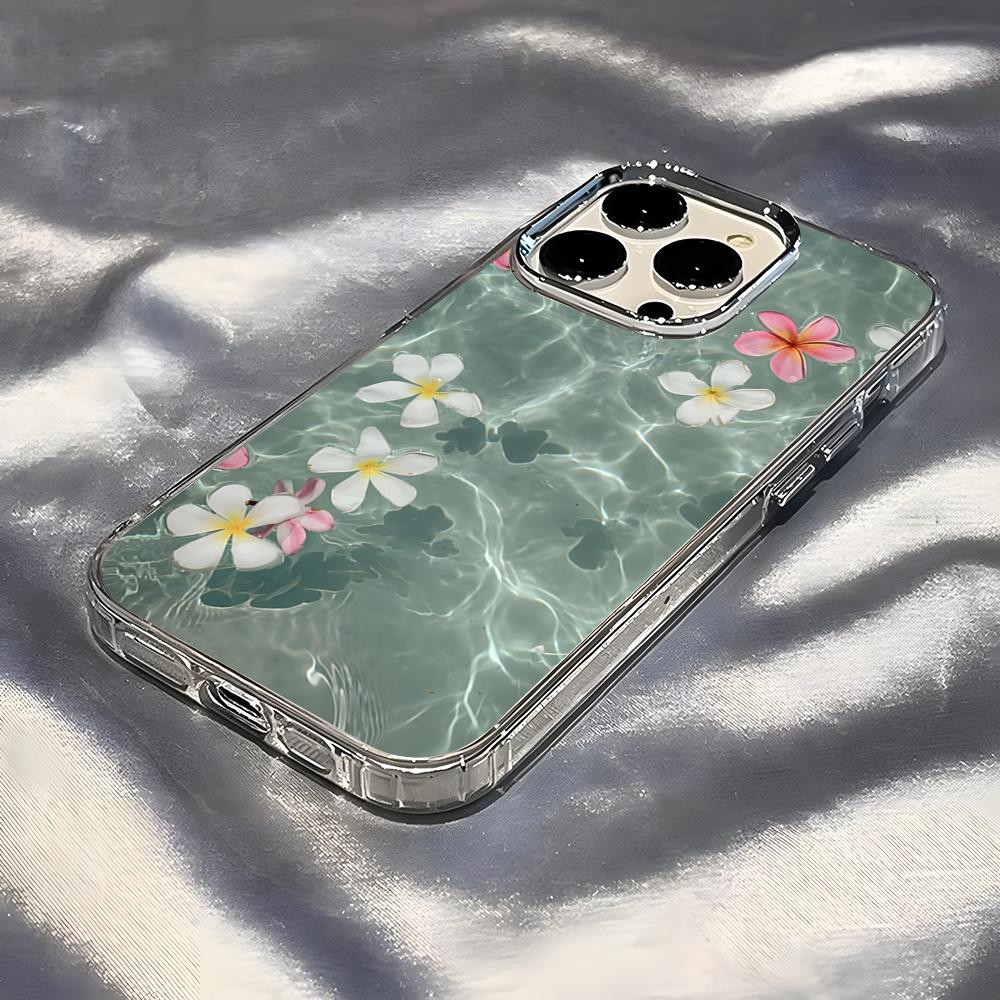 Swimming Pool Petals Phone Case For IPhone 17 Pro Max 16 15 14 Pro Max IPhone 13 Pro Max 11 Plus Transparent Cover iPhone 14 Pro