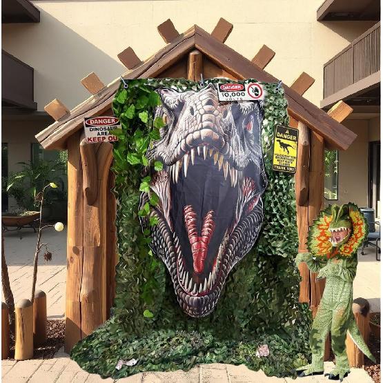Trunk or Treat Car Decorations Kit Dinosaur Birthday and Party Decor Backdrop with 3 Pcs Dino Themed Stickers and 1 Pc Jungle Camouflage Cloth