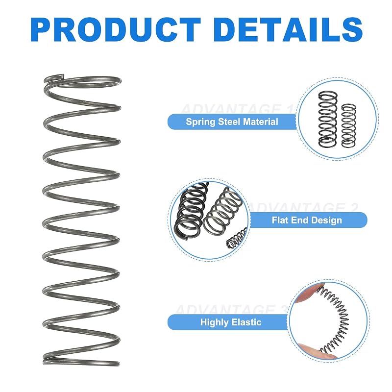 uxcell Compression Springs, 1mm Wire Diameter, 14mm Outer Diameter, 50mm Free Length, Small Compression Springs, Coil Springs, Carbon Steel, DIY Model