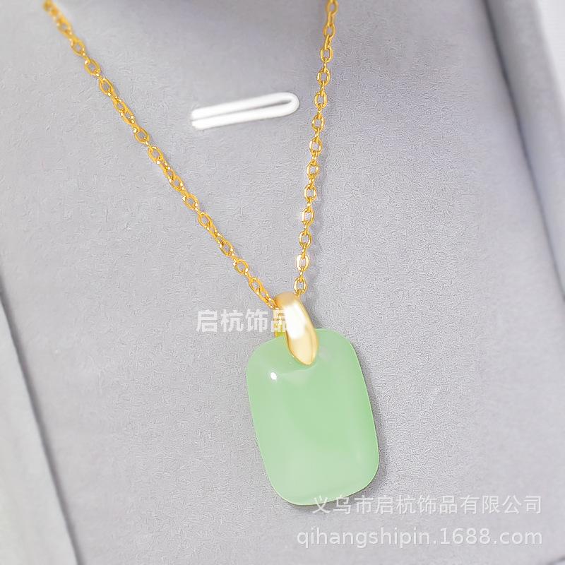 No Matter Brand Necklace Female Court Style And National Tide Retro Versatile Hetian Jade Pendant Collarbone Chain Accessories