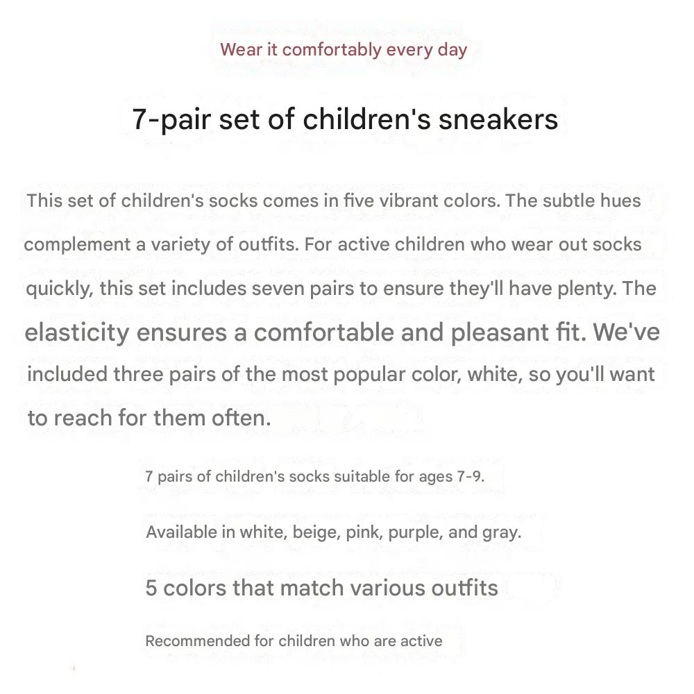 7 Paar Kinder-Sneakersocken [13~2](US) 12.5~1.5(Vereinigtes Königreich)31~33.5(EU)]