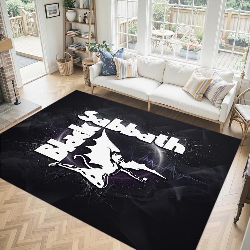 Led Zeppelin Tasarımlı Kristal Kadife Halı Rahat Non?Yatak Odası Oturma Odası Girişi İçin Kaymaz Desenli Halı