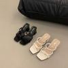 The New Style of Sandals Is Versatile with Thick Heels Medium Heels One-shoulder Shoes Slippers and Half Slippers
