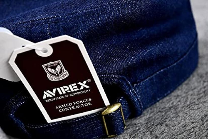 AVIREX Authentic Work Large 7992540 Size Men's Cap, Sizes, (14787700) (JP, Chart, 62.0 Cm, 64.0 Cm, DENIM_NAVY(49))
