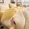 Class A Maternal And Infant Grade Knitted Cotton Double-Layer Yarn Four-Piece Set Simple Floral Bed Sheet Quilt Cover Dormitory 3Pcs Set Factory