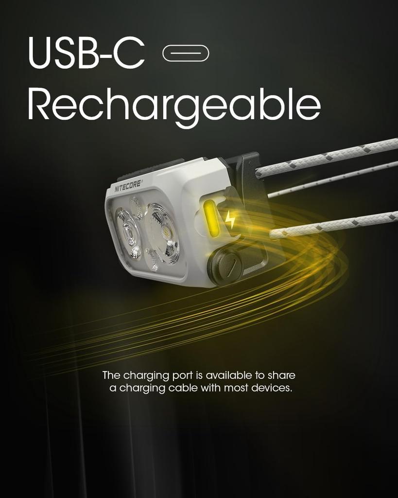 NITECORE NU21 Headlamp, 360 Lumens, Ultra-Lightweight, USB-C Rechargeable, Cable Included