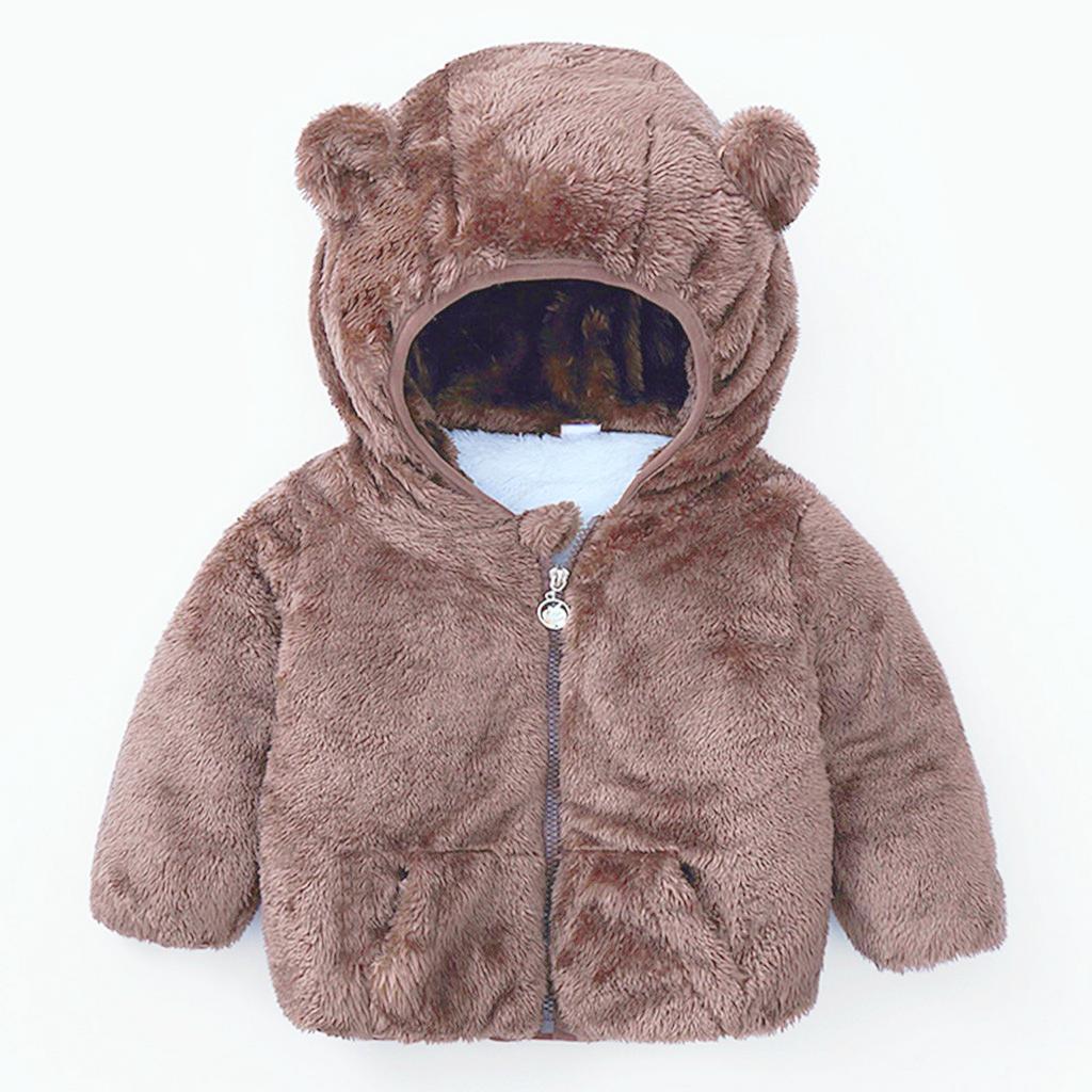 Infant And Toddler Bear Ears Cute Jacket Solid Color Hoodie Jacket Kids Sweater