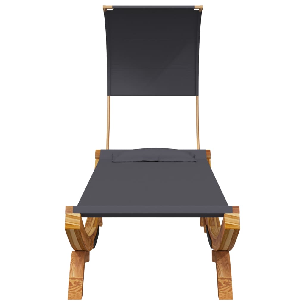 Sun Lounger with Canopy 100 x 200 x 126 cm Solid Bentwood Anthracite