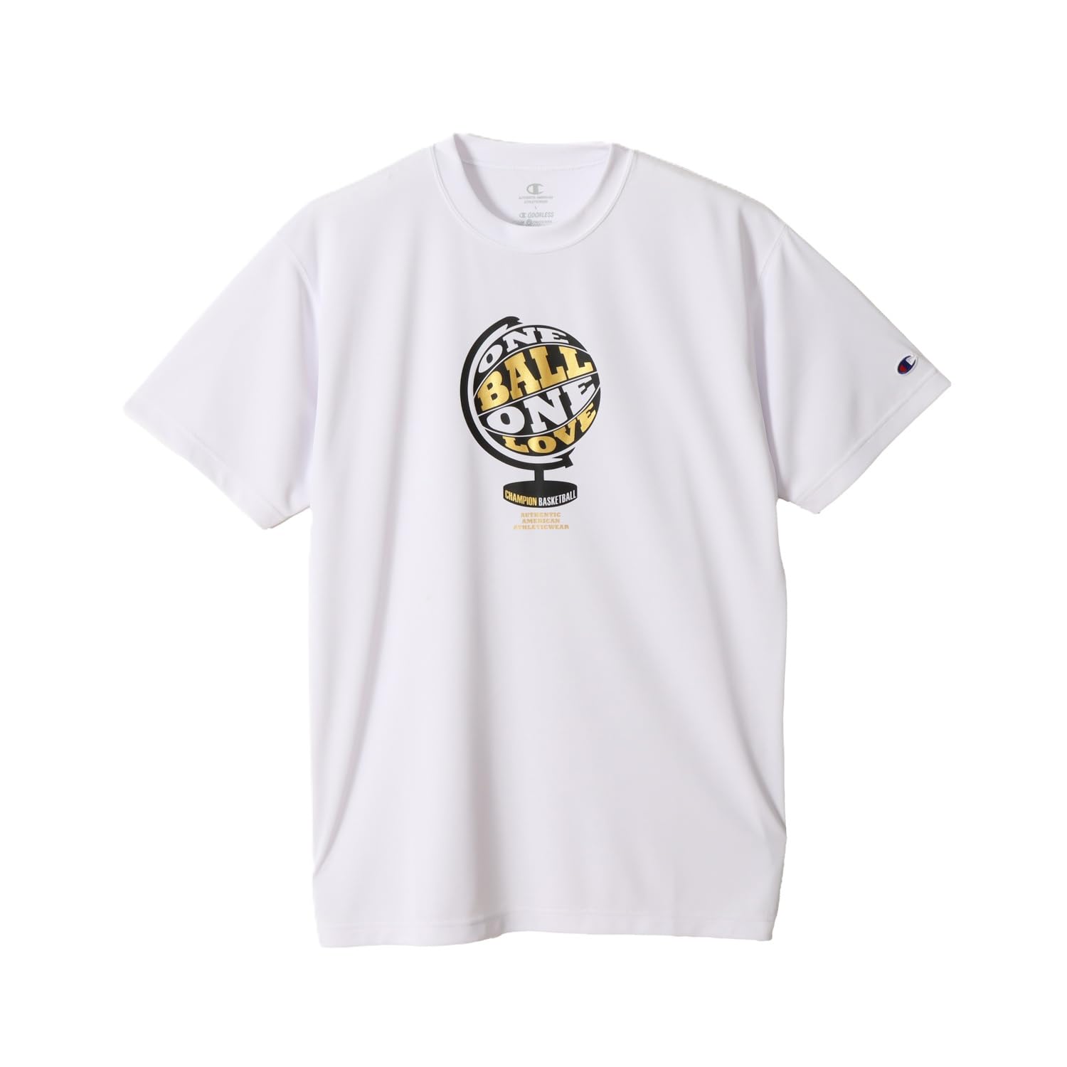 

Champion Basketball Short Sleeve Round Quick Odor Rubber Print Men s T-Shirt, C3-BB316, White, Neck, Drying, Breathable, Antibacterial, Resistant, белый