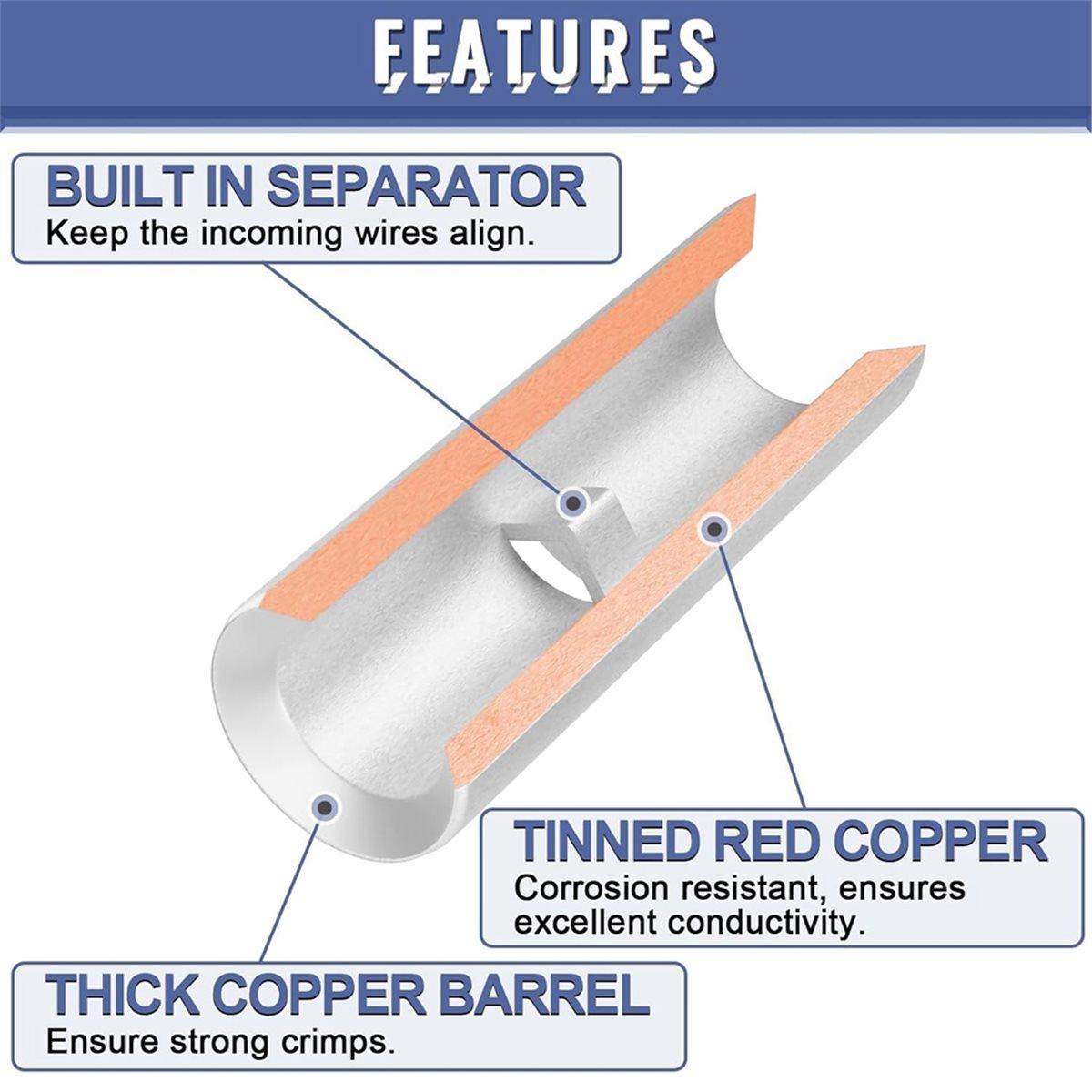 

2026 New 460PCS Non Insulated Butt Connectors Kit, 24-8 Gauge Uninsulated Wire Connectors of Tinned China Mainland