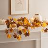 Artificial Maple Leaf Garland Faux Pumpkin Vine Decorative Hanging for Autumn Indoor Outdoor Party Home Wedding