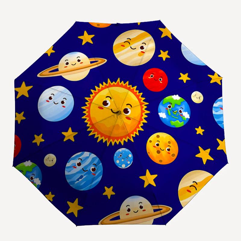 

1pc Solar System Planets One Umbrella And a Plastic Handle, Compact And Stylish, with a Vibrant Cartoon Pattern, Perfect for All Seasons, Home, Travel