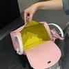 25 New Genuine Leather Women's Bag Swift Head Layer Cowhide Color Blocked Weaving Medicine Box Lindi Bag Single Shoulder Handheld Cross Border Batch