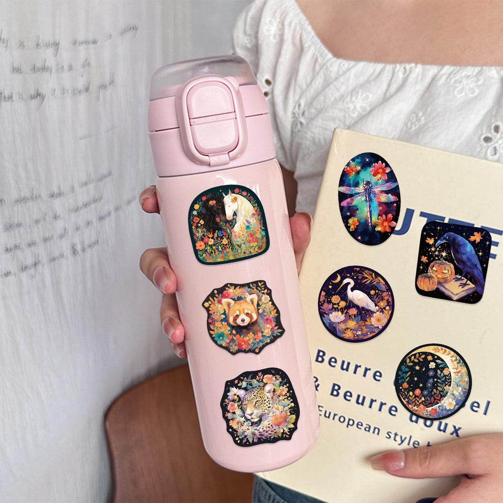 50pcs Animal Halloween Laser Sticker Laptop Decal Fantasy Graffiti Sticker DIY Decoration Mobile Phone Notebook Sticker