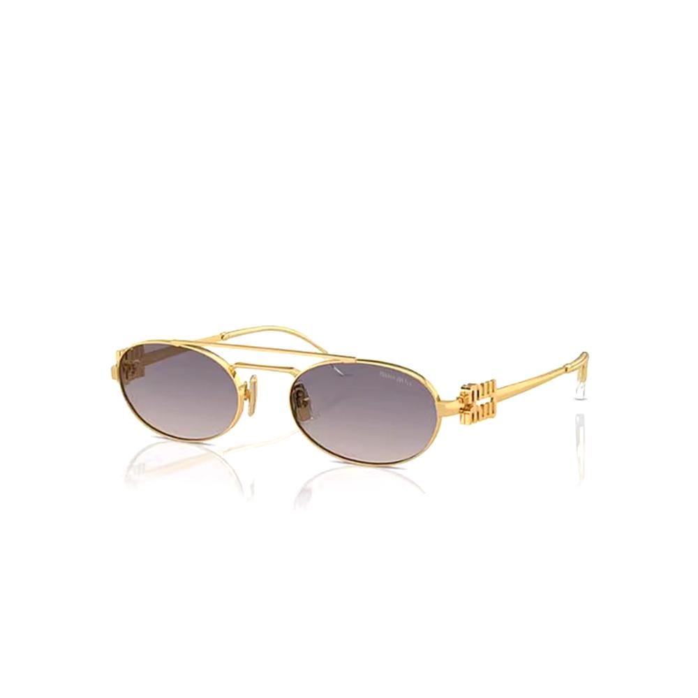 

Miu Miu Gradient Iris Flower Color Lens Retro Avant-Garde Logo Gold Frame Metal Oval Sunglasses Women sunglasses SMU54Z-5AK30C Default Packaging