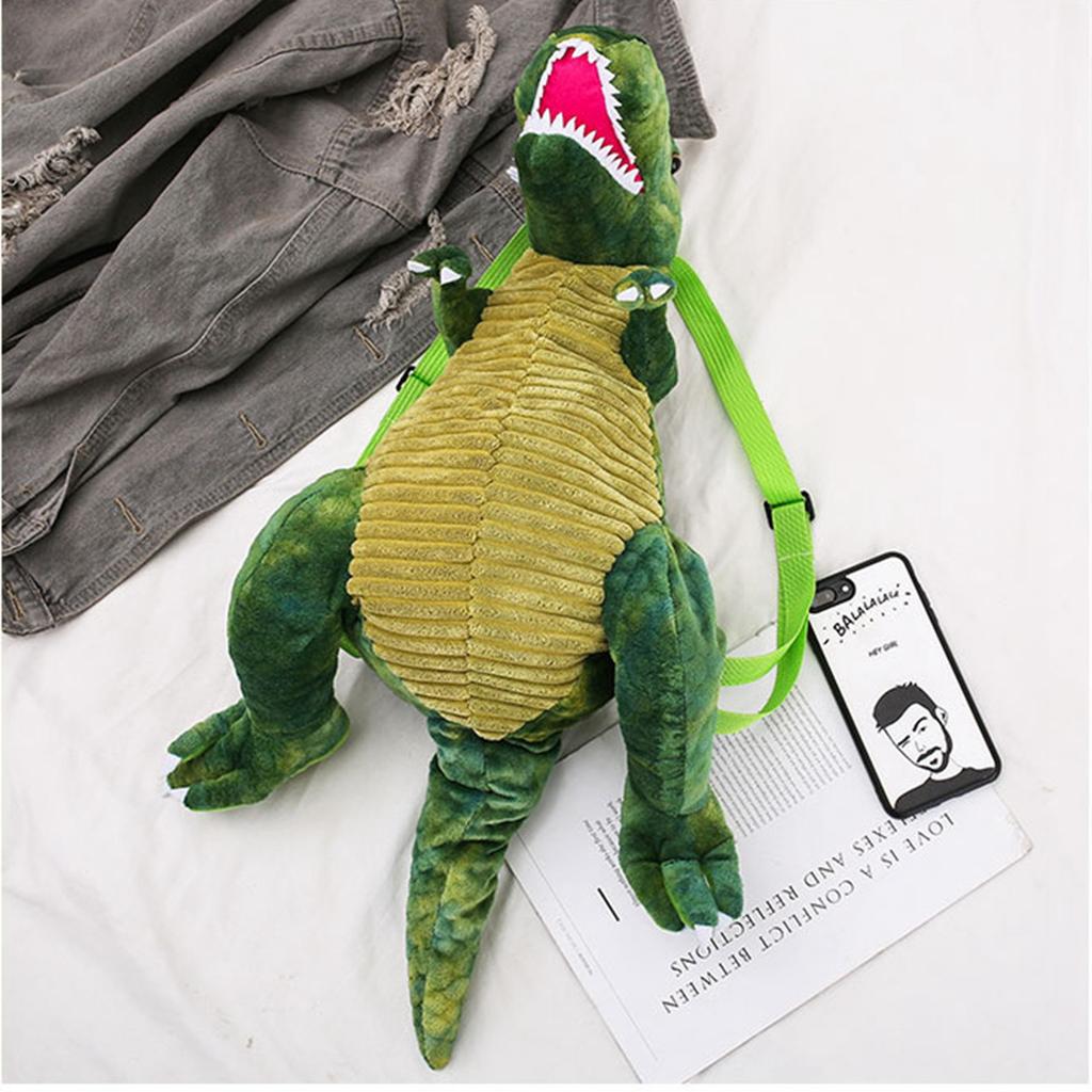 Kids Dinosaur Backpack Cartoon 3D Dinosaur Shape Soft Plush Kids Cute Animal Backpack for Travel School Camping