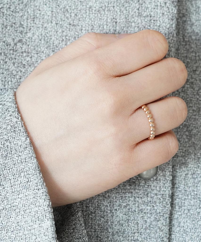 Alleun 14K 18K Ball Gold Ring Jewelry Layering