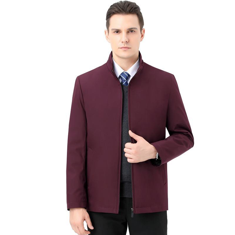 New Stand Collar Mid-Aged Men's Cotton Jacket for Autumn/Winter Season - Thick Dad's Casual Coat.