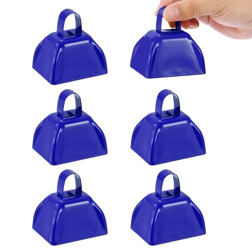 

PATIKIL 6-Pack Soccer Game Cowbells for Sporting Events, 3 Loud Metal Cowbells with Handles for Cheering and Weddings, Blue