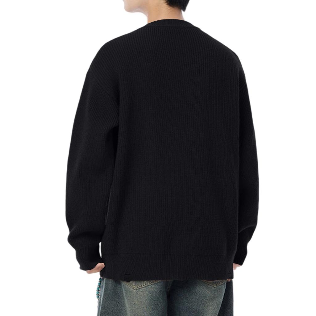 Men's Fashion Knitting Pullover Long Sleeves Loose Round Neck Sweater