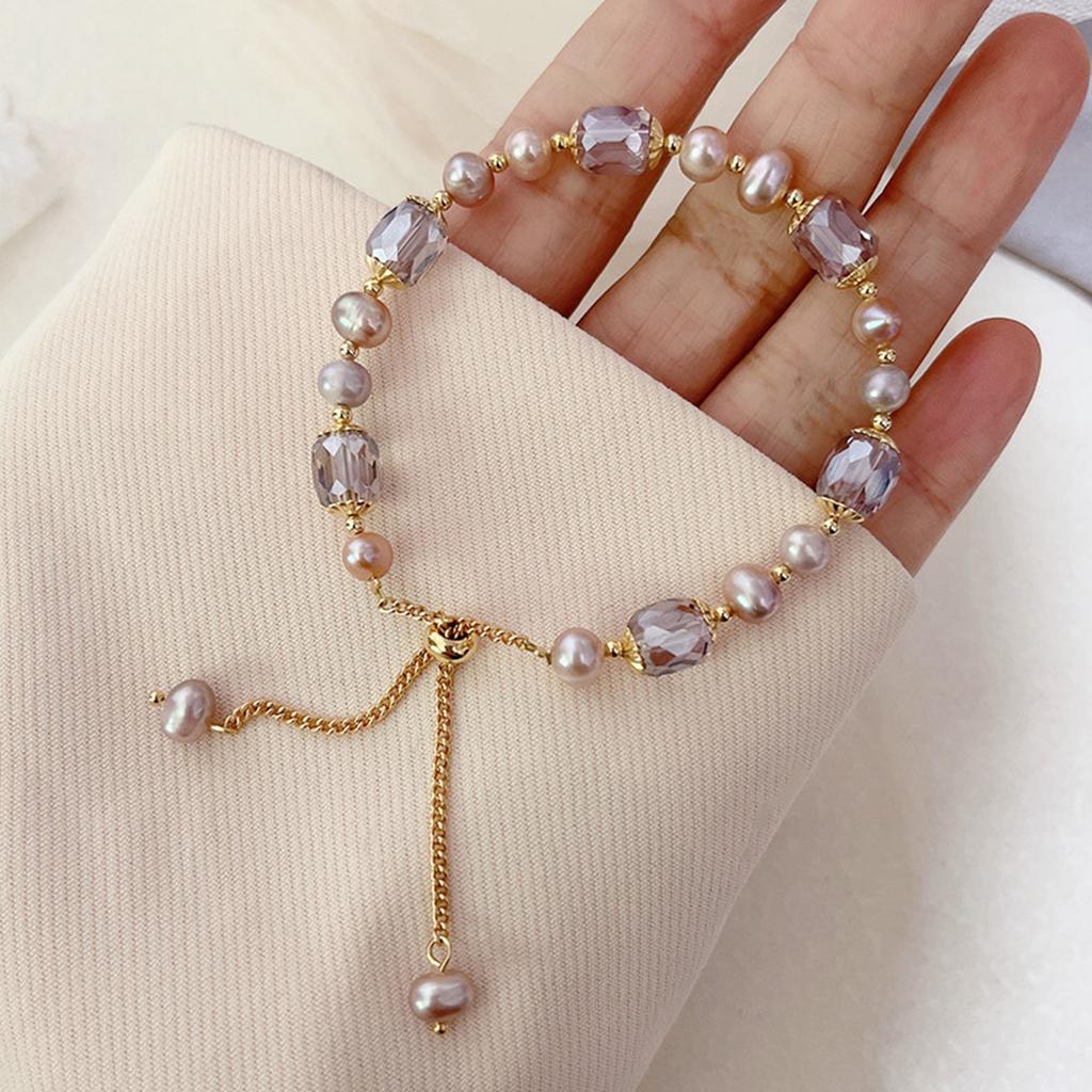 Valentine's Day Girl Gift Retro Purple Pearl Bracelet 1 Pc