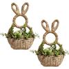 Wicker Easter Bunnies Basket Easter Bunnies Basket Hanging Wall Pocket DIY Spring Wreath for Front Doors Decors