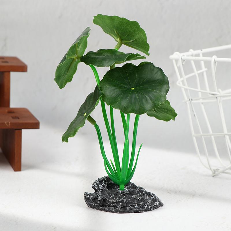 Artificial Aquarium Plants Realistic Floating Leaves Sturdy Stem, Reptile Terrariums Water Tank Decoration