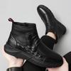Popular Autumn Winter Mens Ankle Boots Leather Waterproof Casual Leather Shoes Fashion Motorcycle Boot Non-slip Zipper Men Shoes
