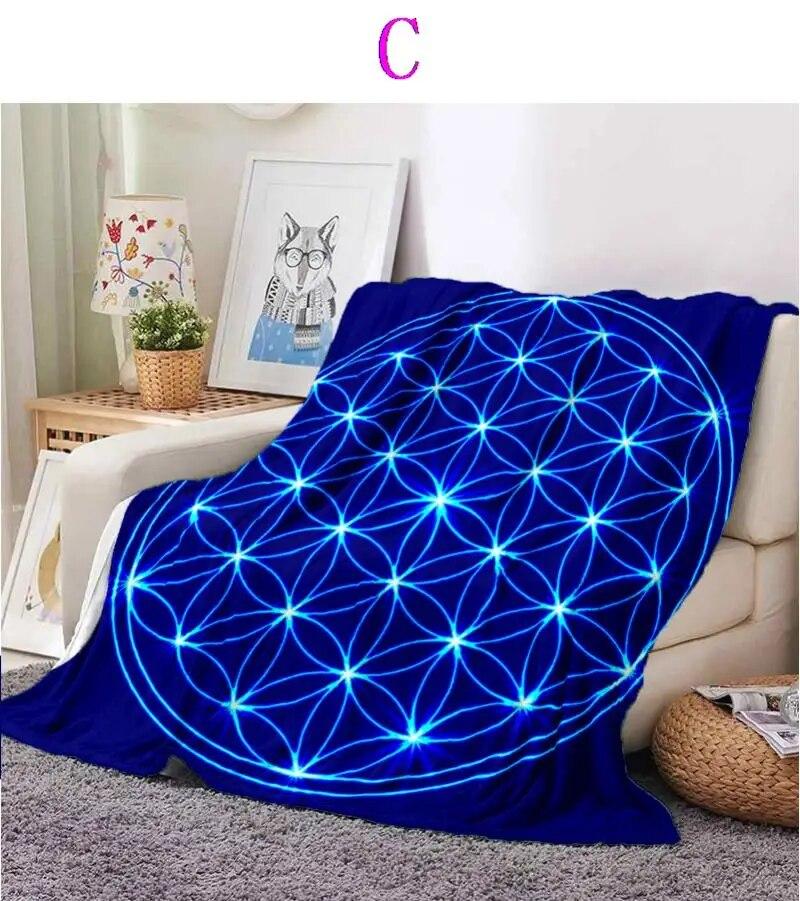 Sacred Planet Geometry Atomite Flower of Life Flannel Warm and Soft Plush Sofa Bed Blanket Throw Blanket   for Picnic