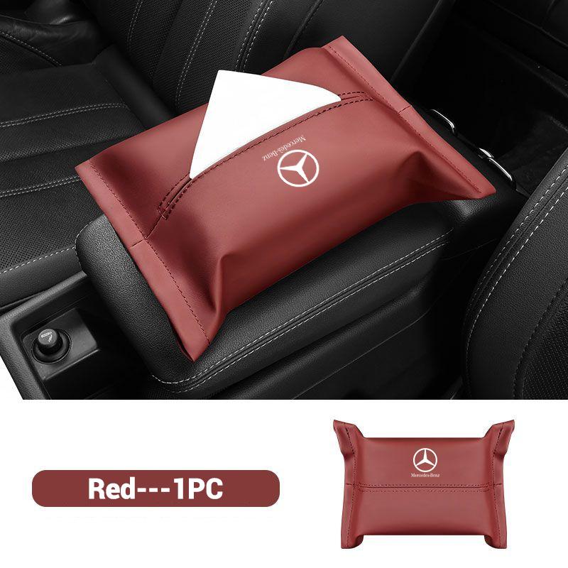 WAM3 1pcs Car Tissue Box Interior Leather Paper Tissue Storage Box For MERCEDES BENZ W211 W204 W210 W203 CLA GLA Interior Accessories