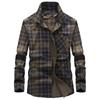 Tooling Style Autumn New Men's Plaid Long-sleeved Shirt Trendy Inch Shirt Top Men's Velvet Army Green