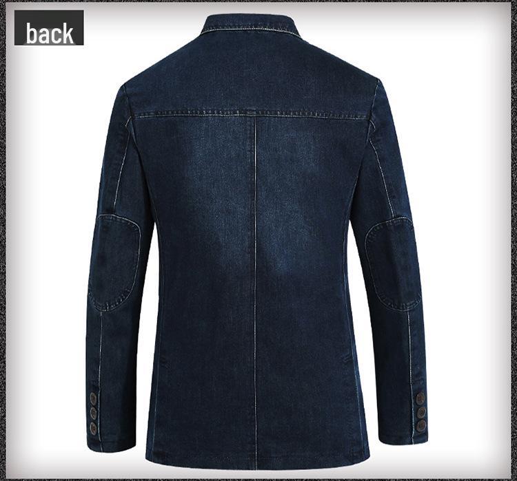 Men's Slim Fit Denim Suit Jacket - Casual Outerwear for Middle-Aged Men