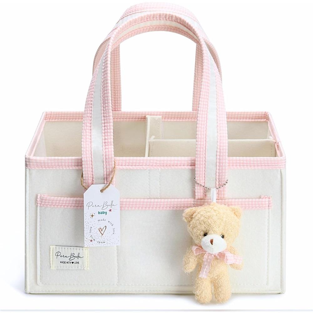 Portable diaper storage basket, baby baptism gift basket bag, nursery storage basket, suitable for newborn boys and girls